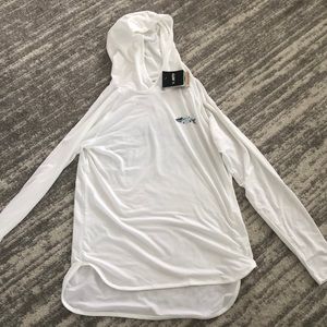 Men’s jetty long sleeve white with hood. NWT